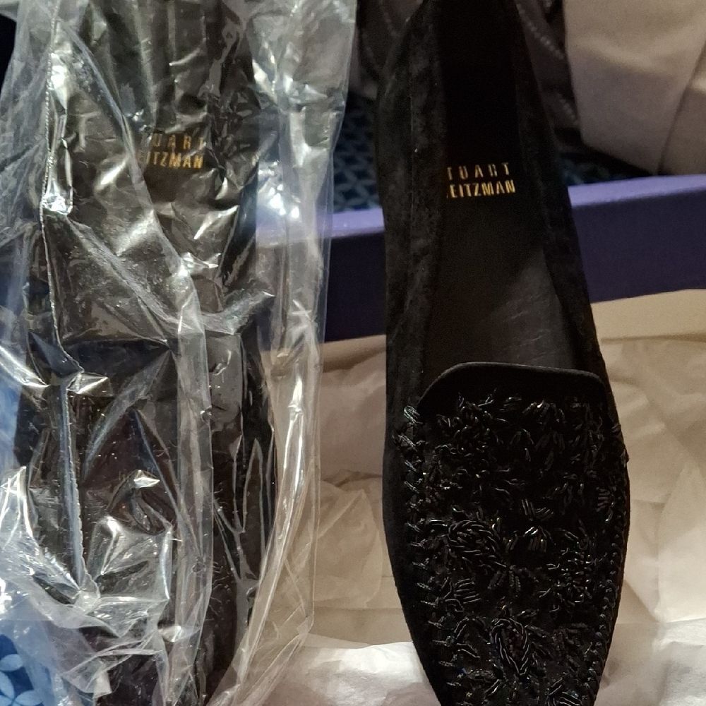 Stuart Weitzman Black Velvet Loafers